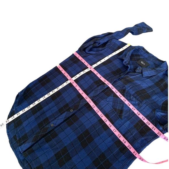 Rails Hunter Plaid Long Sleeve Button Down Top Twilight Black Blue Large - Picture 8 of 9